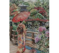 Kit de manualidades de 11CT hecho a mano para adultos, kit de bordado de bricolaje, kit de punto de cruz de geisha y paisaje de fantasía para principiantes y adultos, kit de punto de -40X50CM