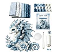 Kit de manualidades de costura de dragón, bonita criatura mítica 3D con tela precortada y accesorios, kit de costura para adolescentes, adultos, principiantes, decoración del hogar