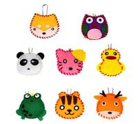 Kit de manualidades de costura de fieltro de 8 piezas, kit de manualidades de costura de animales DIY divertido para niños, suministros de p