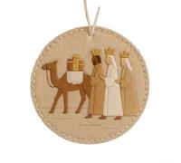 Kit de manualidades de fieltro para árbol de Navidad con figuras de belén, incluyendo ángel María Jesús y hombres sabios para decoraciones navideñas centradas en la fe (tres personas)