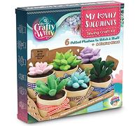 Kit de manualidades de fieltro para suculentas. Haz 6 macetas y un estante de exhibición. Mini proyecto de costura jardín, suministros de arte y manualidades. Gran regalo para adolescentes y adultos