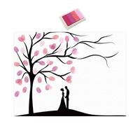 Kit de manualidades de lienzo de árbol de huellas dactilares para una experiencia única de libro de visitas, rosa