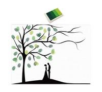 Kit de manualidades de lienzo de árbol de huellas dactilares para una experiencia única de libro de visitas, verde