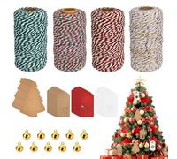 Kit de Manualidades de Macramé DIY Decoración Navideña 4 Pzs Hilos de Macramé de Algodón 2mmx100m con 4 Tipos de Tarjetas Colgantes, Cordón Cuerda para Navidad Manualidades de Bricolaje Regalos