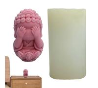 Kit de manualidades de resina con forma de vela de Buda 3D, molde de silicona 3D reciclable | No escuchar, no hablar y no mirar hacia abajo, kit de manualidades de resina para hacer velas