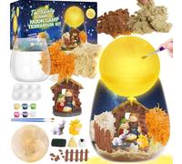 Kit de manualidades de terrario de belén, luz nocturna de Navidad con lámpara LED de luna, juguete de arte creativo para niños de 5 a 12 años, regalo religioso de vacaciones y cumpleaños para niños y