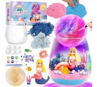 Kit de manualidades de terrario de sirena para niñas, lámpara LED de luna con decoraciones brillantes, juguete creativo de arte y ciencia, regalo de cumpleaños de Navidad para niños de 5 a 12 años
