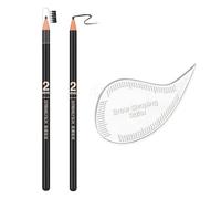 Kit de Mapeo de Cejas en 1 Minuto - 1 Regla de Cejas Forma Lágrima + 2 Lápices de Cejas Negros de 2 mm, Plantillas Acrílicas Reutilizables