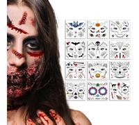 Kit de maquillaje de Halloween, pegatinas para disfraces,Calcomanía facial divertida - Calcomanías de broma de Halloween con cicatriz falsa, pegatina facial temporal de terror con cicatriz divertida 2