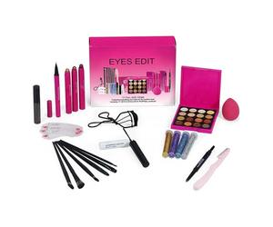 Kit de maquillaje de ojos, kit de maquillaje para principiantes, Kits de maquillaje profesional para los ojos, Máscara, paleta de sombras de ojos, rizador de pestañas, plantilla de sello de cejas, cep