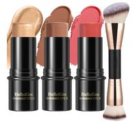 Kit de maquillaje en barra de contorno en crema de 3 piezas, tonos con barra iluminadora, barra de rubor y barra de contorno (Medium(#04+#07+#14), 30 g (1 unidad))