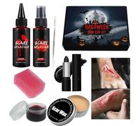Kit de maquillaje especial FX, juego de maquillaje SFX | Set profesional de maquillaje de Halloween, maquillante, pintura corporal y cara, juego de maquillaje SFX de Halloween con cera de cicatrices