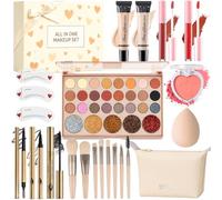 Kit de Maquillaje Mujer, Set de Maquillaje Profesional Completo, Estuche Regalo Adolescentes Chica con Paleta Sombras de Ojos Base de Maquillaje Máscara Lápiz de Cejas Gloss Labios Línea Ojos Colorete