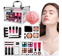Kit De Maquillaje Para Adolescentes,Maletín Cosmético Portátil Compacto | Paleta De Contorno, Rubor Y Pinceles Con Estuche Para Adolescentes Y Jóvenes En Eventos Diarios, Bodas Y Teatro