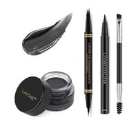 Kit de maquillaje para cejas con 4 puntas, l piz microblading resistente al agua, delineador de ojos, pomada para cejas y cepillo de cejas de dob