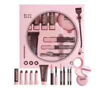 Kit de maquillaje para mujer, juego de 9 piezas de maquillaje para principiantes, duraderos y diarios, crema BB, lápiz de cejas, pintalabios, paleta de coloretes, pinceles para viajes escénicos