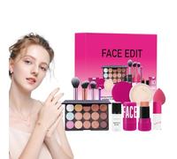Kit de maquillaje para mujer, kit de maquillaje de viaje,Kit de cosméticos de viaje para niñas de larga duración | Los suministros de maquillaje facial incluyen el, soplo en polvo,