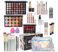 Kit de maquillaje para mujeres, kit completo de maquillaje para niñas, paleta de sombras de ojos, brillo de labios, pincel de maquillaje, base, corrector, máscara de pestañas, bolsa de maquillaje,