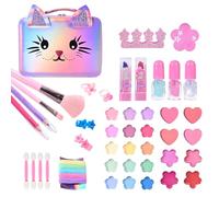 Kit De Maquillaje para Niñas | Juego De Cosmético Seguro De Verdad - Maquillaje Infantil con Bolso Forma De Gato,para Fiestas Cumpleaños Vacaciones Y Juego De Imitación para Niñas