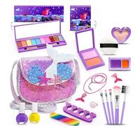Kit de maquillaje para niños pequeños - 19 piezas de material PP - Juego de cosméticos realistas, diseño de belleza pretende lavable, perfecto para cumpleaños, Navidad, fiesta, regalo | Fomenta el