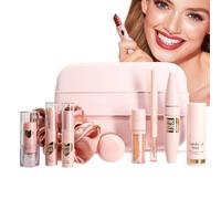 Kit de maquillaje para principiantes, paquete de maquillaje de lápices labiales, paquete de cosméticos de viaje de moda, 8.2 x 6.3 x 2.1 pulgadas, colores de larga duración, juego de paleta de sombras