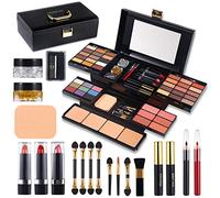 Kit de maquillaje profesional para mujer, kit completo con espejo, 58 colores, todo en uno, juego de regalo para niñas, incluye sombra de ojos, polvo compacto, colorete, lápiz labial, lápiz de cejas