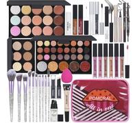 Kit de maquillaje todo en uno, paleta de sombra de ojos, delineador de ojos líquido, brillo de labios, lápiz labial, brochas de maquillaje, rímel, lápiz de cejas, corrector, polvo facial, imprimación