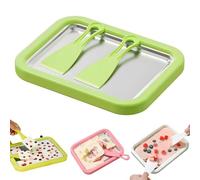 Kit de máquina de helado enrollado, placa de congelación instantánea 2026 con 2 raspadores, bandeja de postre en casa para diversión familiar y helado casero fácil (verde)