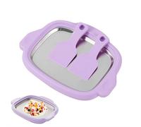 Kit de máquina para hacer helados caseros, bandeja casera para hacer rollos de helado con 2 raspadores, bandeja de acero inoxidable para hacer helados enrollados instantáneamente para yogur, divertida