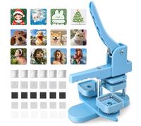 Kit de máquina para hacer insignias magnéticas cuadradas, 50 mm x 50 mm, con 100 juegos de imanes cuadrados para hacer botones, accesorios para hacer fotos, botones de prensa, máquina de insignias