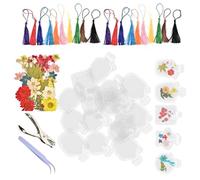 Kit De Marcadores De Flores Secas | Separadores Transparentes de Gran Tamaño con Especímenes Botánicos - Detalles Decorativos para Proyectos Escolares Álbumes Fiestas Regalos