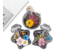 Kit de marcapáginas de flores secas, hecho a mano, transparente, prensado, para álbumes de recortes, manualidades y manualidades, decoración de páginas, diario, ideas de regalo