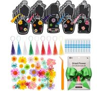 Kit de Marcapáginas de Flores Secas - Incluye Flores Prensadas, Hojas Transparentes para Frascos de Botellas, Borlas, Pinzas, Calcomanías - Juego Completo de Manualidades para Hacer Marcadores Únicos