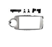 Kit de marco para radio de coche Android de 9 pulgadas compatible con Yaris 2012-2017, soporte para consola central estéreo para coche banda revestimiento marco frontal marco de navegación (Silver