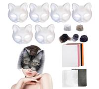 Kit de máscara de animales peludos - 18 unidades/juego de manualidades creativas, accesorio de disfraz de animal, juego de máscaras de gato en para bailes de máscaras, manualidades, fiestas