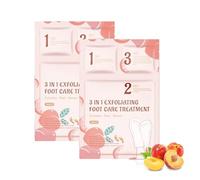 Kit de máscara de cáscara de 3 en 1 pie, máscara de pelado de pies instantáneos: tratamiento de cuidado de los pies exfoliante con mousse limpiadora, extracto de durazno, hidratación (2pcs)
