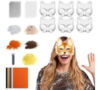 Kit de máscara de gato - Disfraz creativo, conjunto de trajes decorativos, traje de fieltro de malla ligera, estilo artístico de cubierta facial | para celebraciones de fiesta, ev