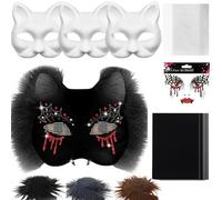 Kit de máscara de gato genérico, disfraz con malla y fieltro de hojas, Creative Arts and Crafts Material for Men Women Cosplay, Masquerade, Presentation & Party Decoration
