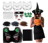 Kit de máscara Therian, kit de máscara de gato temático de vampiro con piel sintética, hoja de malla para los ojos, tela de fieltro y pegatina para la fiesta de cosplay de Halloween Masquerade, másca