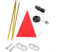 Kit de mástil de bandera de aluminio ligero de 47 pulgadas con base multifunción optimizada para el despliegue de bandera de seguridad en kayak (rojo)