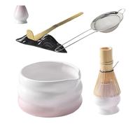 Kit de matcha, juego de batidor y cuenco de matcha, kit de té japonés con colador y cuchara para mujeres, hombres, amantes del té, ceremonia en casa, café, desayuno, leche