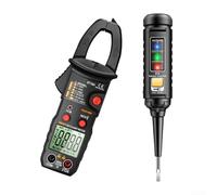 Kit de medidor de abrazadera digital y probador de voltaje NCV sin contacto con retención de datos de linterna para detección de fallos de cableado eléctrico (ST184 negro-B15)