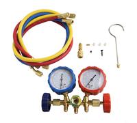 Kit de medidor de diagnóstico y servicio para sistemas de aire acondicionado compatibles con R12 R22 R404A y R134A con colector de latón y medidor de doble cabezal