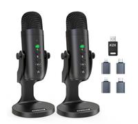 Kit de micrófono de podcast USB inalámbrico 2 en 1 zealsound para PC/iPhone, micrófono de condensador con cancelación de ruido Plug & Play para grabación de juegos en solitario/dual Stream ASMR TikTok