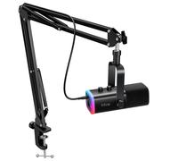 Kit de micrófono para juegos FIFINE XLR/USB con conector para auriculares/silencio/RGB/soporte de brazo, juego de micrófono dinámico para PC PS5/4 mezclador amplificador AM8T AM8TW