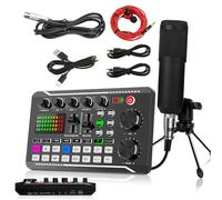 Kit de micrófono para Podcast condensador BM-800 con tarjeta sonido en vivo F998 Equipamiento cambiador voz funciones mezclador y reducción ruido PC Smartphone grabación estudio transmisión