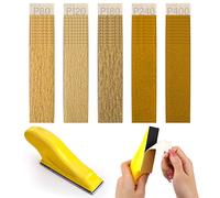 Kit de microlijadora con 50 piezas de papel de lija, hojas de papel de lija de grano 80 a 400, papel de lija de 3.5 x 1 pulgada, lijadora de dedos para manualidades, acabado de muebles de madera,