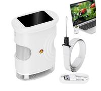 Kit de microscopio portátil - Dispositivo con pantalla de 2 pulgadas, herramienta educativa de ciencia STEM, juegos para niños y niñas, estudio al aire en el aula, gadget de exploración de
