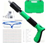 Kit de mini pistola de clavos manual, herramienta de pistola remachadora con silenciador con clavos de 100 piezas, inalámbrica y fácil de limpiar, para varias paredes, madera, techo, ocultador Green