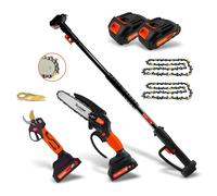 Kit de minimotosierra, tijeras, pértiga extensible y 2 baterías